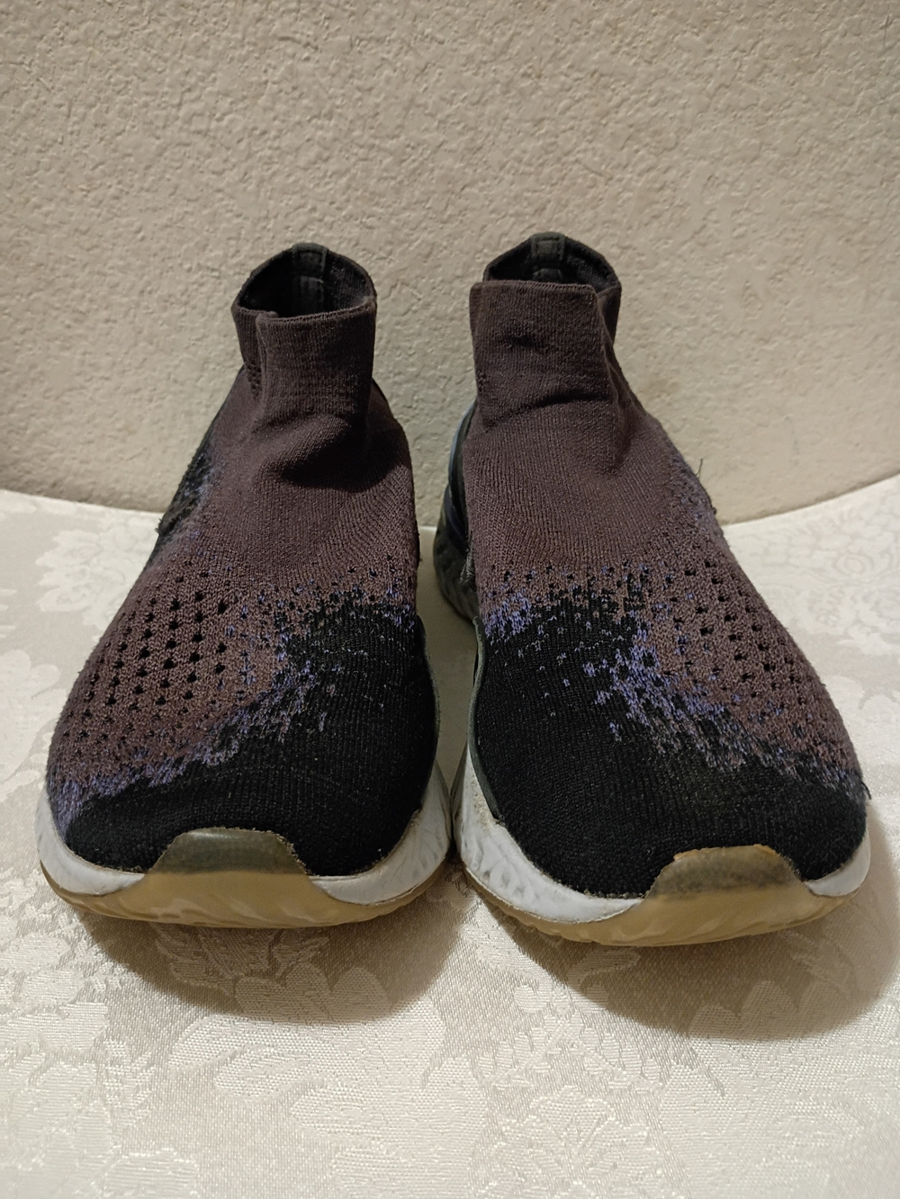 NIKE Slip On Rise React Flyknit Black/Blue/ 'Thunder Grey' Sneakers Men's 8.5